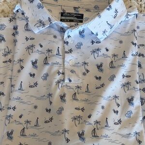 Ben Hogan Performance White Polo with Beach/Nautical Motif